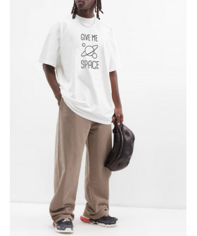 T-shirt Trace of Space Oversize men's white "Give me space"