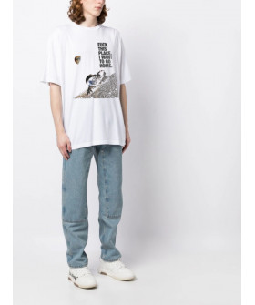 T-shirt Trace of Space Oversize men's white "Fu*** this place. I want to go home"