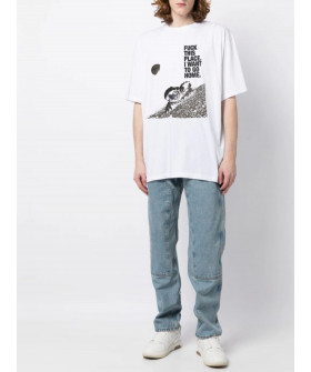 T-shirt Trace of Space Oversize men's white "Fu*** this place. I want to go home"