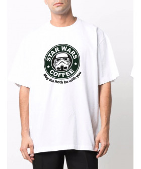 Футболка Trace of Space  Oversize чоловіча біла "Star wars coffee"