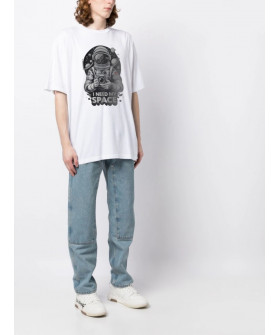 T-shirt Trace of Space Oversize men's white "I need my space"