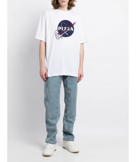 Футболка Trace of Space  Oversize чоловіча біла "Pizza"