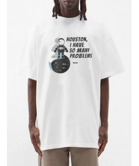 T-shirt Trace of Space Oversize men's white "Houston, i have so many problems..."