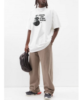 T-shirt Trace of Space Oversize men's white "Houston, i have so many problems..."