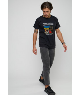 Men's black T-shirt "I'll lie down, but it won't enter Ukraine"