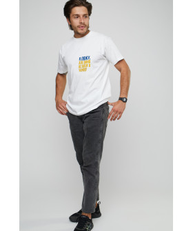 Men's black T-shirt "I'll lie down, but it won't enter Ukraine"