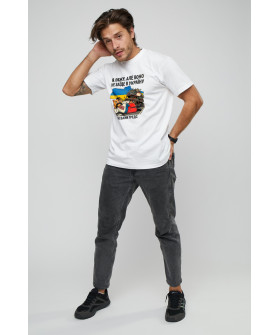 Men's black T-shirt "I'll lie down, but it won't enter Ukraine"