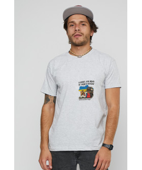 Men's gray T-shirt "I'll lie down, but it won't get into Ukraine"