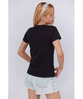 Women's black T-shirt "I'll lie down, but it won't get into Ukraine"