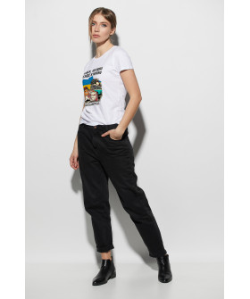 Women's white T-shirt "I'll lie down, but it won't get into Ukraine"