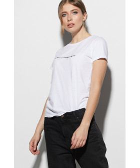Women's white T-shirt "I'll lie down, but it won't get into Ukraine"
