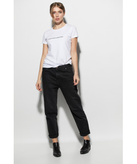 Women's white T-shirt "I'll lie down, but it won't get into Ukraine"