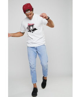 Футболка чоловіча з принтом біла YAPPI