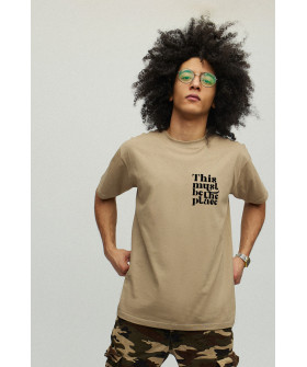 Men's khaki T-shirt with YAPPI print