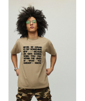 Men's khaki T-shirt with YAPPI print