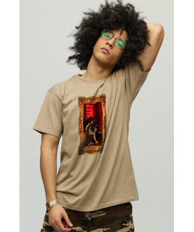 Men's khaki T-shirt with YAPPI print