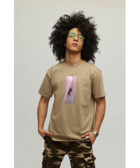 Men's khaki T-shirt with YAPPI print