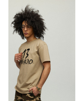 Men's khaki T-shirt with YAPPI print