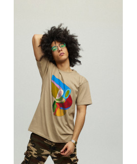 Men's khaki T-shirt with YAPPI print