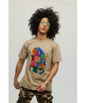 Men's khaki T-shirt with YAPPI print