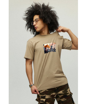 Men's khaki T-shirt with YAPPI print