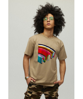 Men's khaki T-shirt with YAPPI print