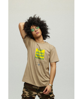 Men's khaki T-shirt with YAPPI print