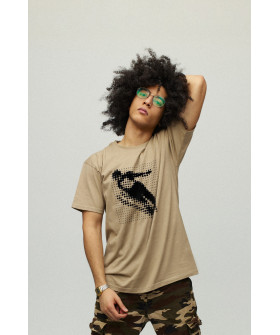 Men's khaki T-shirt with YAPPI print