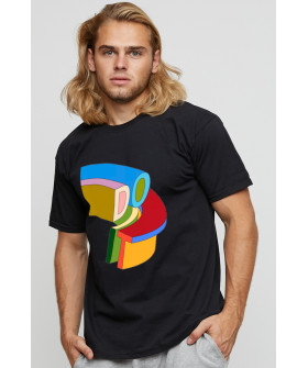 Men's basic black T-shirt with YAPPI print