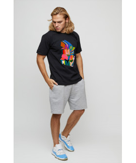 Men's basic black T-shirt with YAPPI print