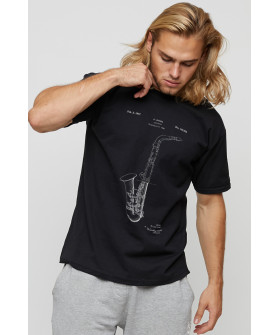 Men's basic black T-shirt with YAPPI print