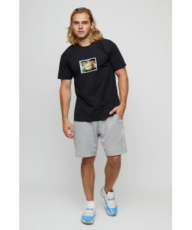 Men's basic black T-shirt with YAPPI print