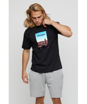 Men's basic black T-shirt with YAPPI print