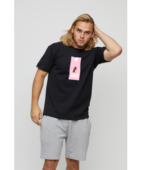 Men's basic black T-shirt with YAPPI print