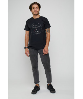 Футболка YAPPI чоловіча чорна "Who cares I`m already late"