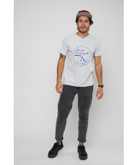 Футболка YAPPI чоловіча сіра "Who cares. I`m already late"