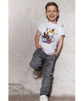 YAPPI children's white T-shirt "Anime cat"