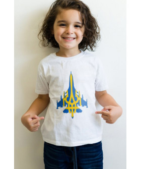 YAPPI children's white patriotic T-shirt "Airplane trident"