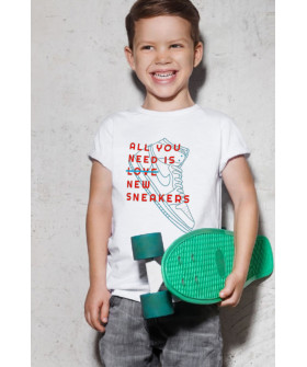 YAPPI children's white T-shirt "All you need is new sneakers"