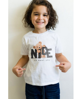 T-shirt YAPPI children's white "Nice to meet you"