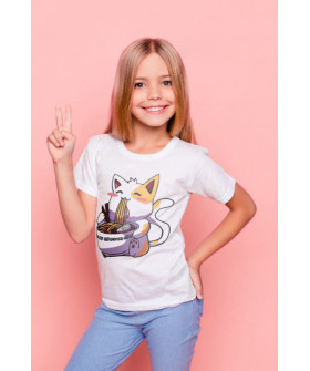 YAPPI children's white T-shirt "Anime cat"