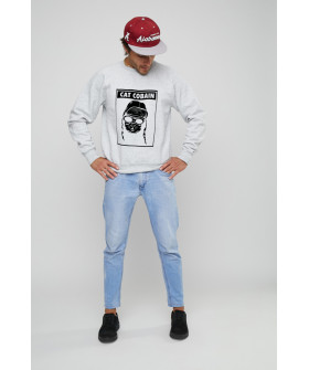 Свитшот YAPPI мужской серый "Cat Cobain"