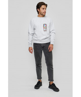 Світшот YAPPI чоловічий  сірий "Social media can cause dependence"