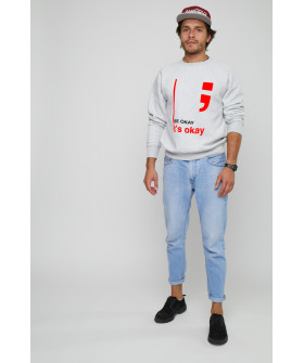 Свитшот YAPPI мужской серый "Not to be okay it`s okay"