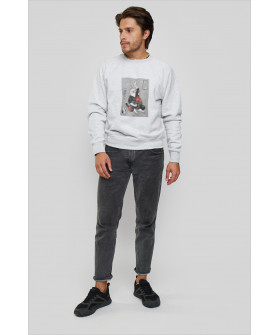 Свитшот YAPPI мужской серый "japanned cat"