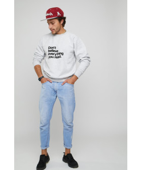 Світшот YAPPI чоловічий  сірий "Don`t believe everything you read. "