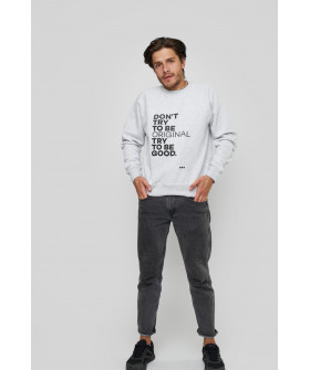 Світшот YAPPI чоловічий  сірий "Don`t try to be original. Try to be good."