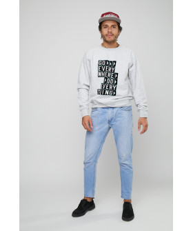 Свитшот YAPPI мужской серый "Go everywhere do every thing"