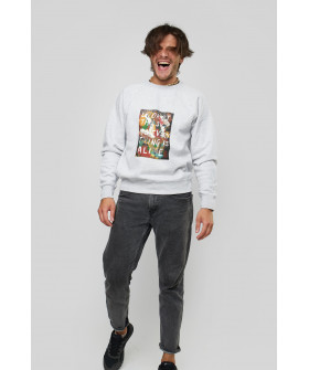 Світшот YAPPI чоловічий  сірий "Look at the sky as every thing is alive" 