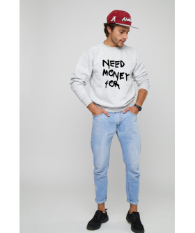 Світшот YAPPI чоловічий  сірий "Need money for..."